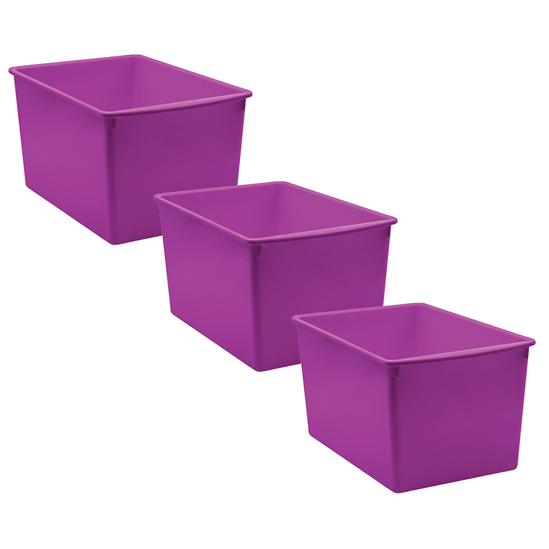 Purple Plastic Multi-Purpose Bin, Pack of 3