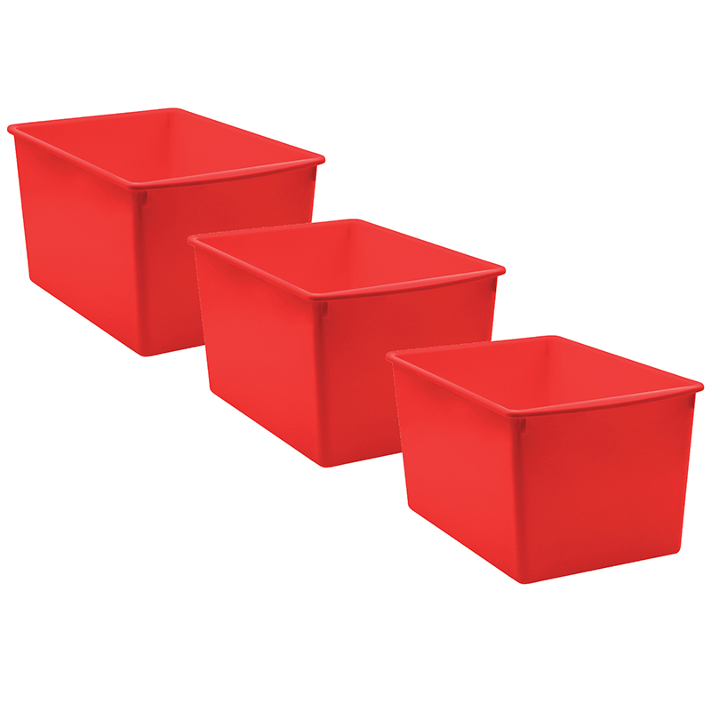 Red Plastic Multi-Purpose Bin, Pack of 3