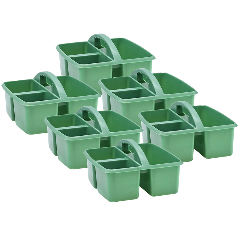 Eucalyptus Green Plastic Storage Caddy, Pack of 6