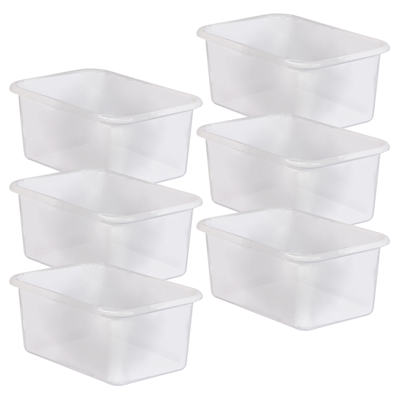 Small Plastic Storage Bin, Clear, Pack of 6