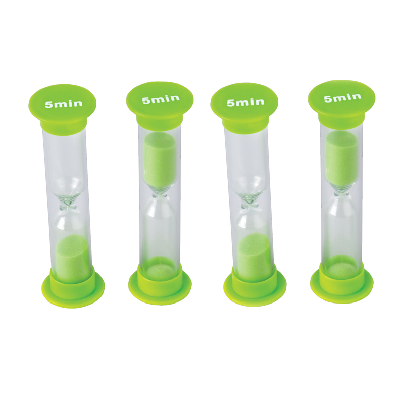 5 Minute Sand Timers - Small, Green, Pack of 4