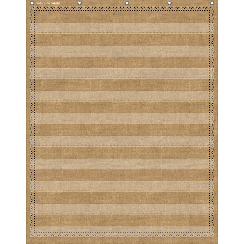 10-Pocket Pocket Chart, Burlap Design, 34" x 44"