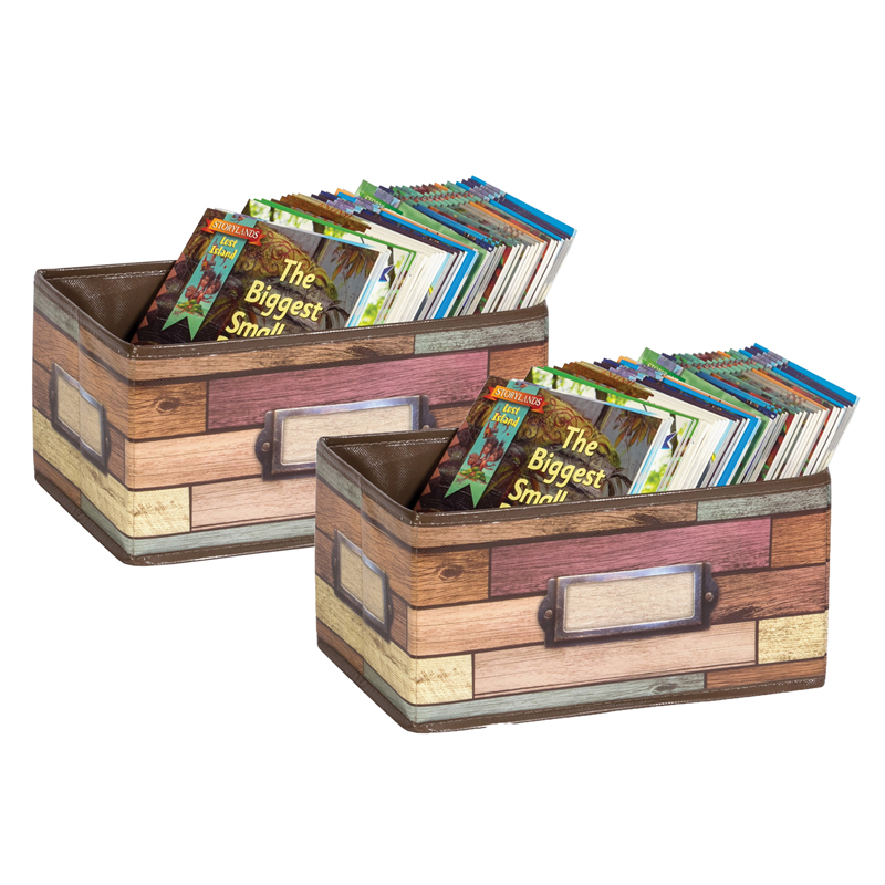 Reclaimed Wood Design Small Storage Bin, Pack of 2