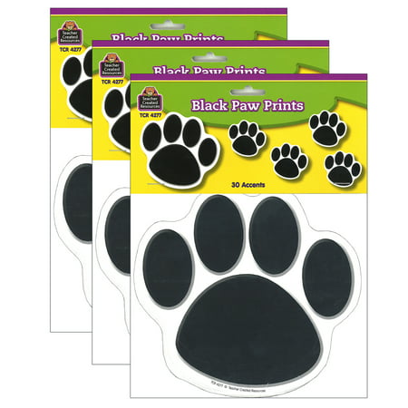 Black Paw Prints Accents, 30 Per Pack, 3 Packs