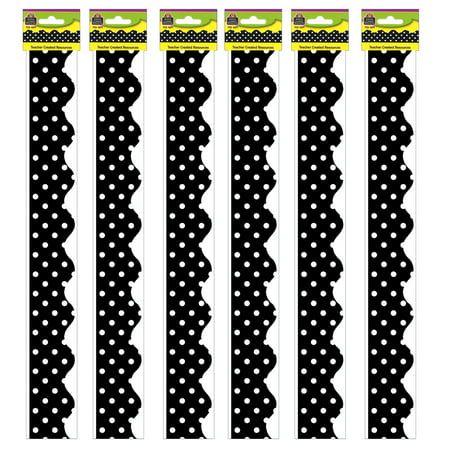 Black Mini Polka Dots Border Trim, 35 Feet Per Pack, 6 Packs