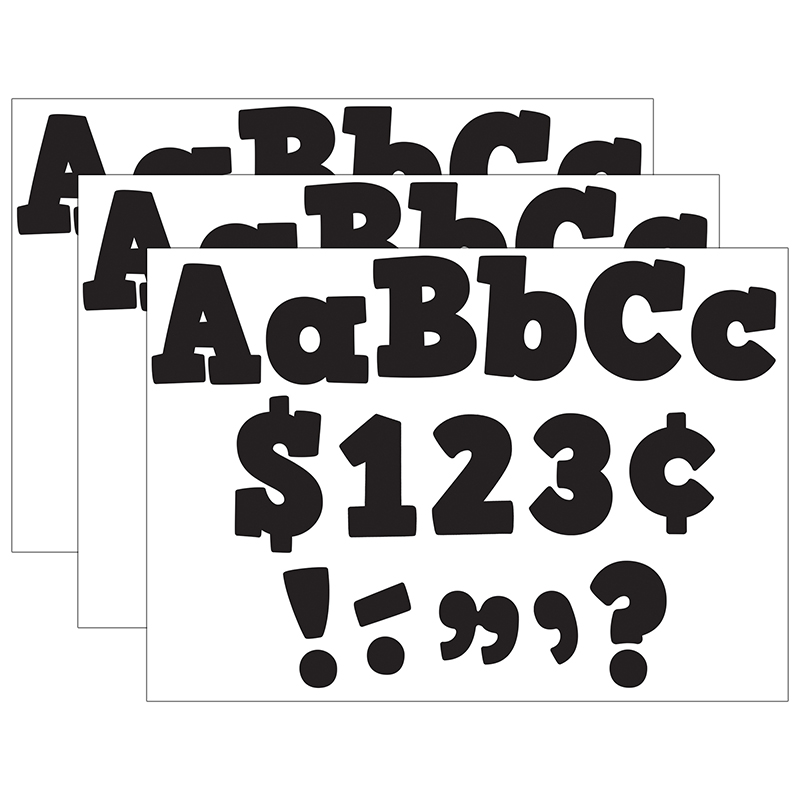 Black Bold Block 4" Letters Combo Pack, 230 Pieces Per Pack, 3 Packs