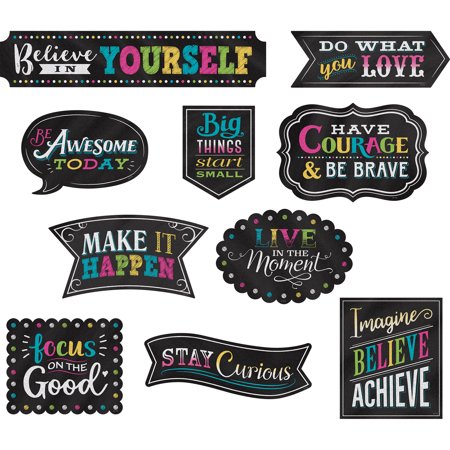 Chalkboard Brights Clingy Thingies Positive Sayings Accents, 10 Per Pack, 2 Packs