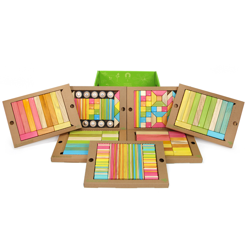 Magnetic Wooden Blocks, 240-Piece Classroom Kit, Tints