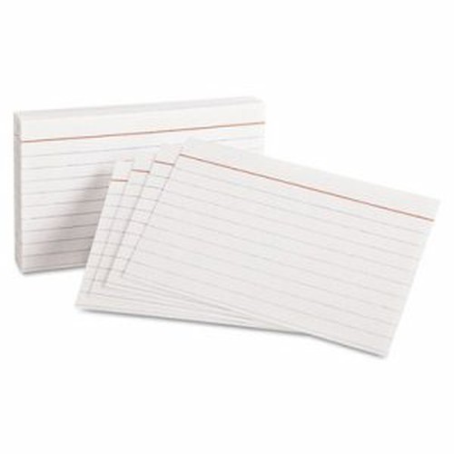 White Commercial Index Cards, 3" x 5", Ruled, 100 Per Pack, 10 Packs