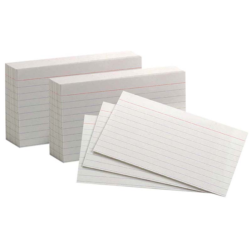 White Commercial Index Cards, 3" x 5", Ruled, 1000 Per Pack, 2 Packs