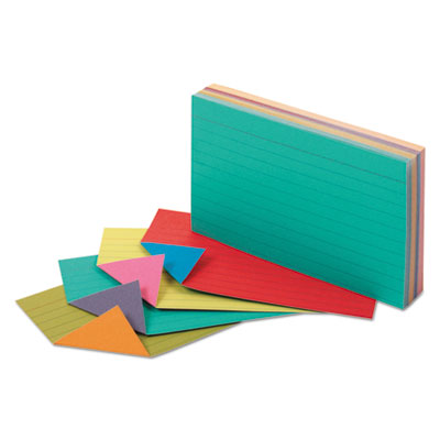 Two-Tone Index Cards, 3" x 5", Assorted Colors, Pack of 100