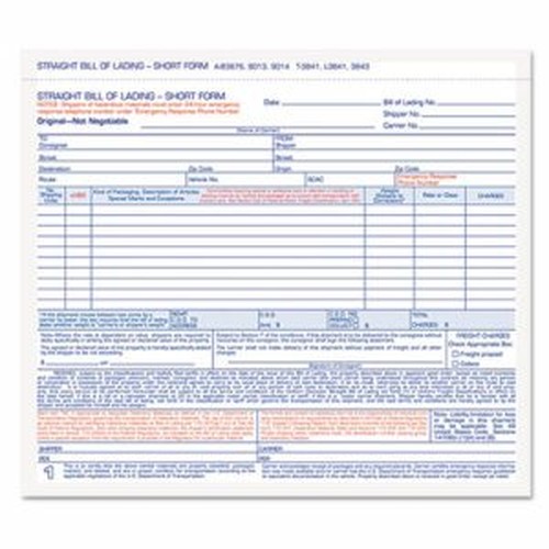 TOPS Bills of Lading Snap-Off Sets - 3 PartCarbonless Copy - 8.50" x 7.44" Sheet Size - White Sheet(s) - Blue, Red Print Color -