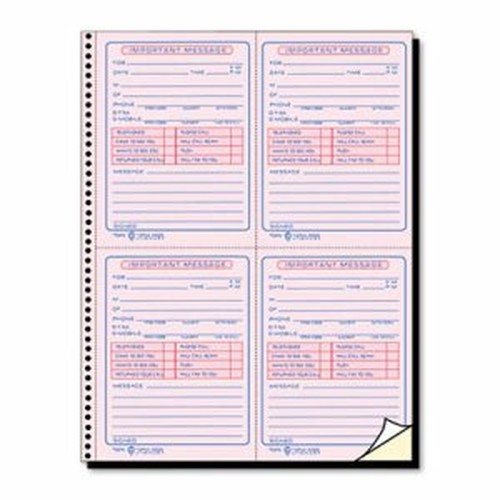 TOPS 4CPP Important Phone Message Book - 400 Sheet(s) - Spiral Bound - 2 PartCarbonless Copy - 8.25" x 11" Sheet Size - White - 