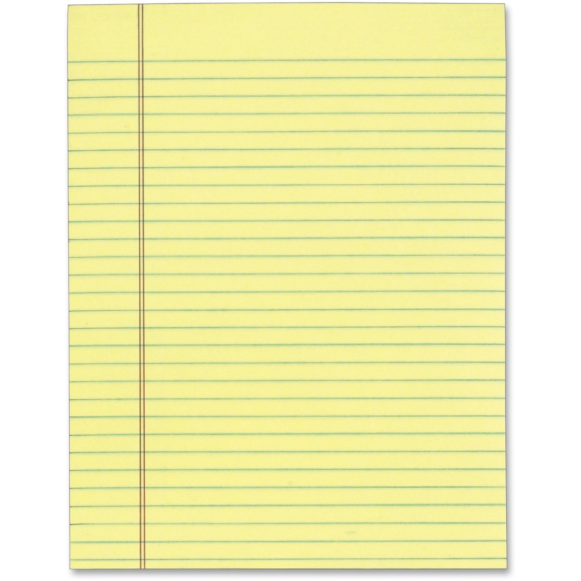 Tops 7522 Gum Top Pad - 50 Sheets - Glue - Ruled Red Margin - 16 lb Basis Weight - Letter - 8 1/2" x 11" - Canary Paper - Perfor