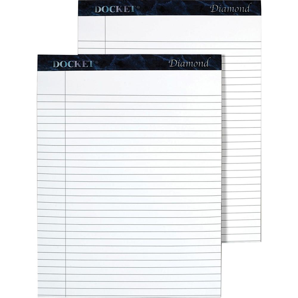 TOPS Docket Diamond Notepads - 50 Sheets - Watermark - Double Stitched - 0.34" Ruled - 24 lb Basis Weight - 8 1/2" x 11 3/4" - W