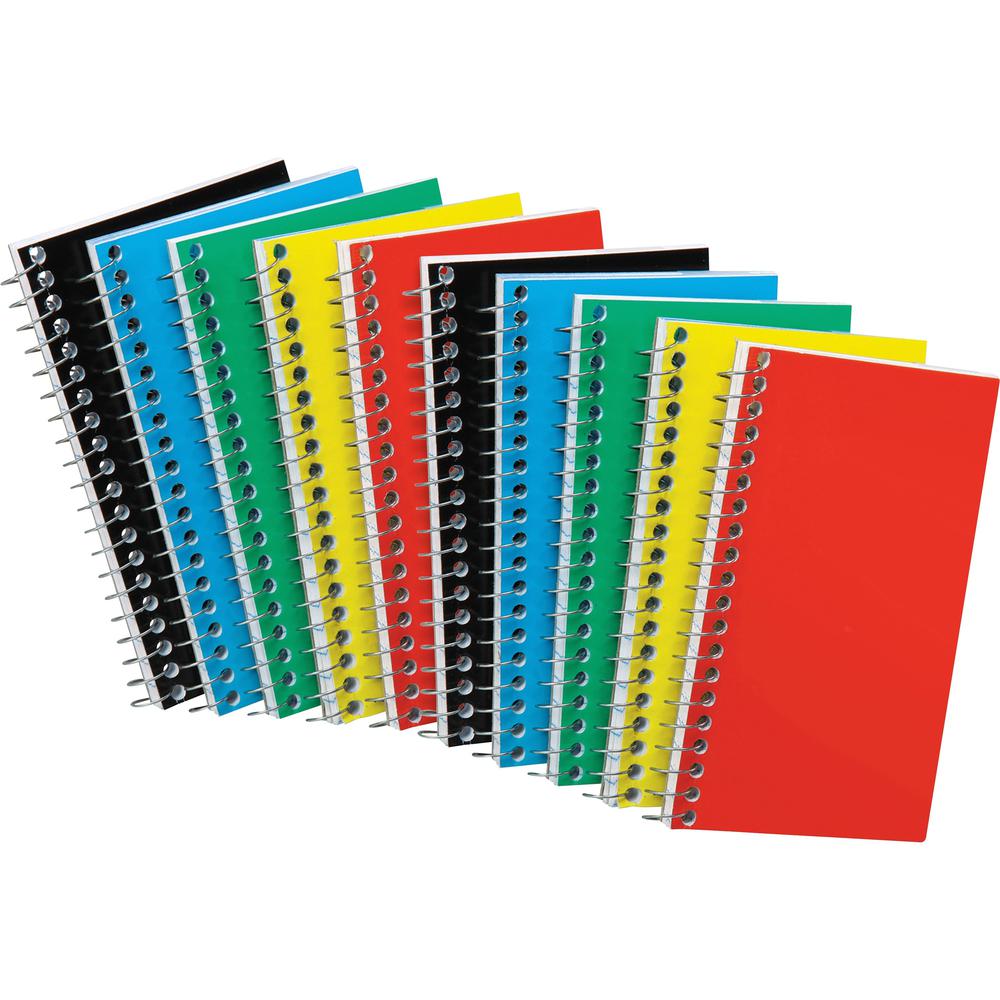 Ampad Sidebound Memo Notebooks - 50 Sheets - Wire Bound - 5" x 3" - White Paper - AssortedPressboard Cover - Mediumweight, Rigid