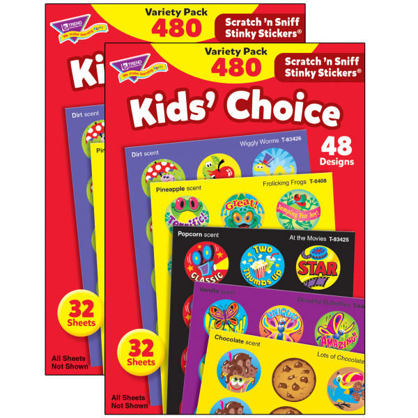 Kids' Choice Stinky Stickers Variety Pack, 480 Per Pack, 2 Packs