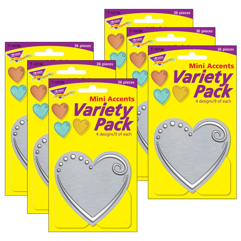I ♥ Metal Hearts Mini Accents Variety Pack, 36 Per Pack, 6 Packs