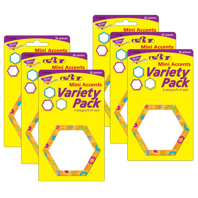Color Harmony Hexa-swirls Mini Accents Variety Pack, 36 Per Pack, 6 Packs
