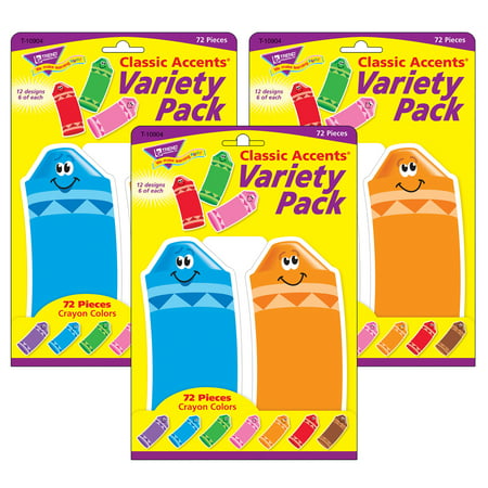 Crayon Colors Classic Accents Variety Pack, 72 Per Pack, 3 Packs