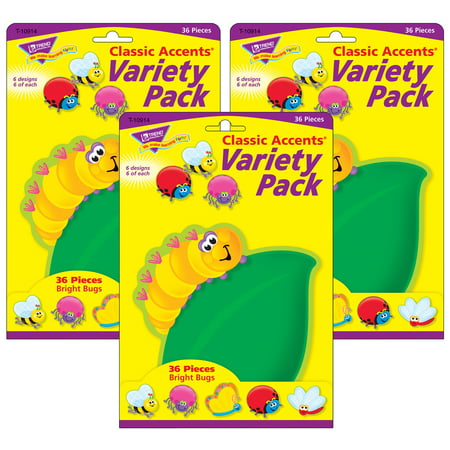 Bright Bugs Classic Accents Variety Pack, 36 Per Pack, 3 Packs