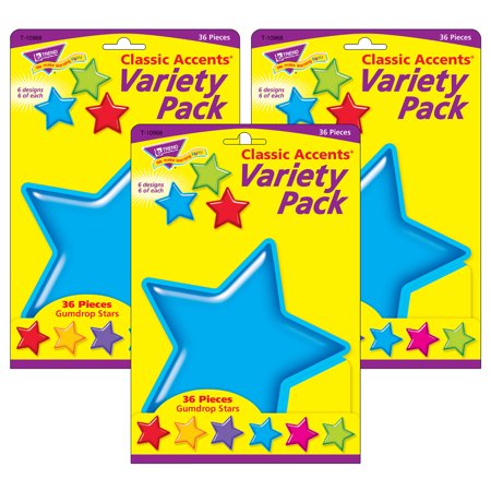 Gumdrop Stars Classic Accents Variety Pack, 36 Per Pack, 3 Packs