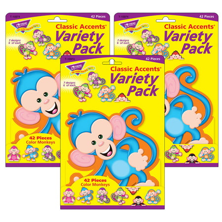 Color Monkeys Classic Accents Variety Pack, 42 Per Pack, 3 Packs
