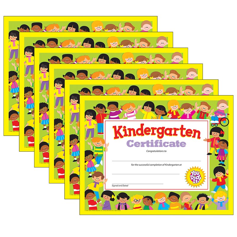 Kindergarten Certificate, 30 Per Pack, 6 Packs