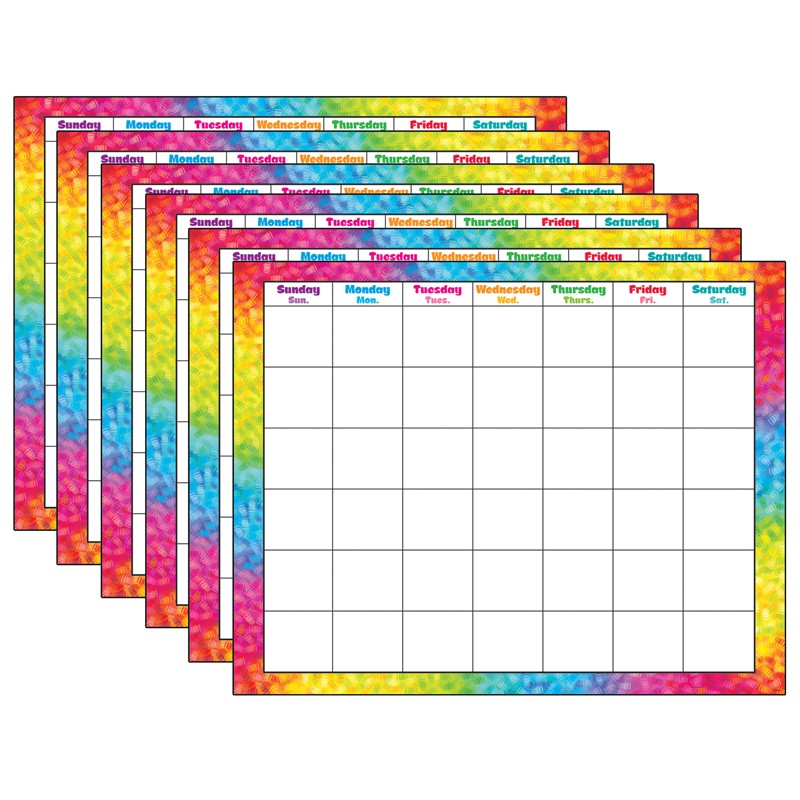 Colorful Brush Strokes Wipe-Off Calendar, Monthly, Pack of 6