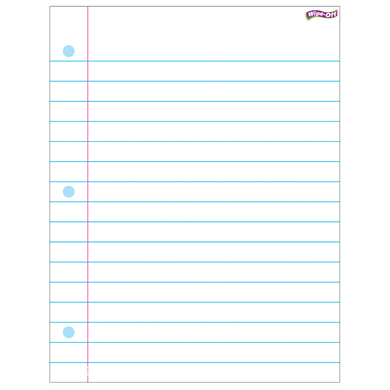 Notebook Paper Wipe-Off Chart, 17" x 22"
