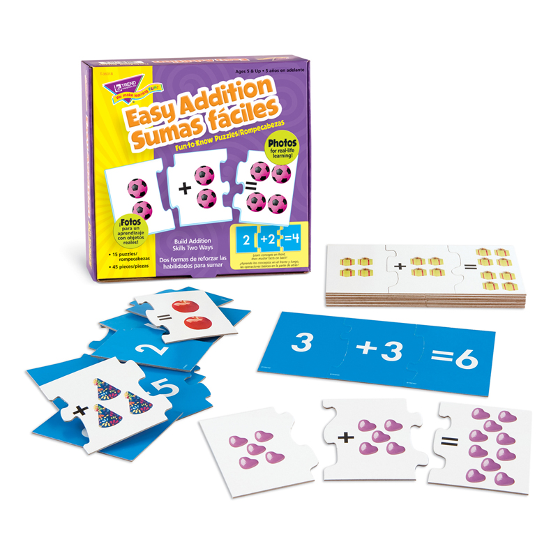 Easy Addition/Sumas faciles Fun-to-Know Puzzles