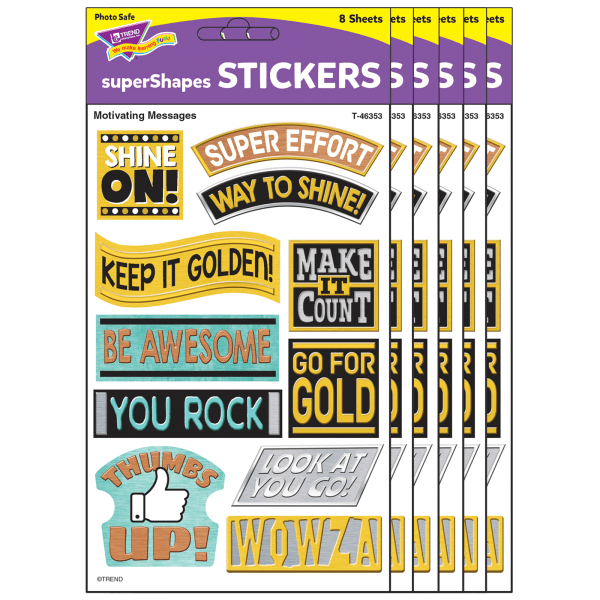 I ♥ Metal Motivating Messages superShapes Stickers - Large, 88 Per Pack, 6 Packs