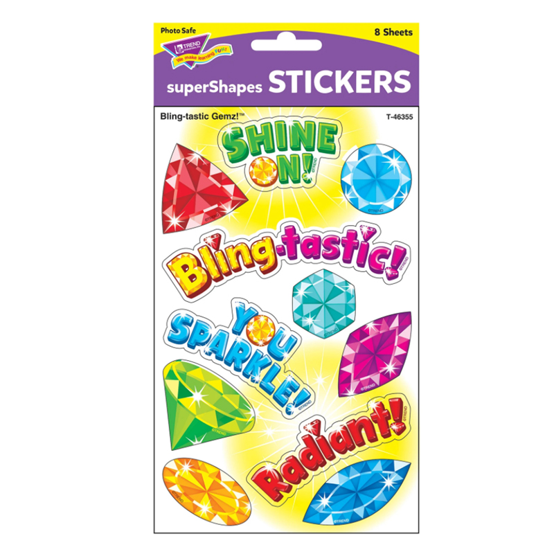 Bling-tastic Gemz! Large superShapes Stickers, 88 ct