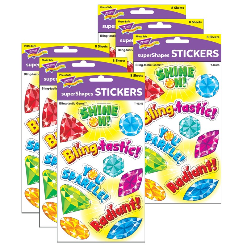 Bling-tastic Gemz! Large superShapes Stickers, 88 Per Pack, 6 Packs