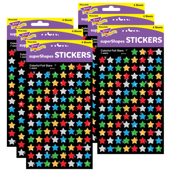 Colorful Foil Stars superShapes Stickers, 400 Per Pack, 6 Packs
