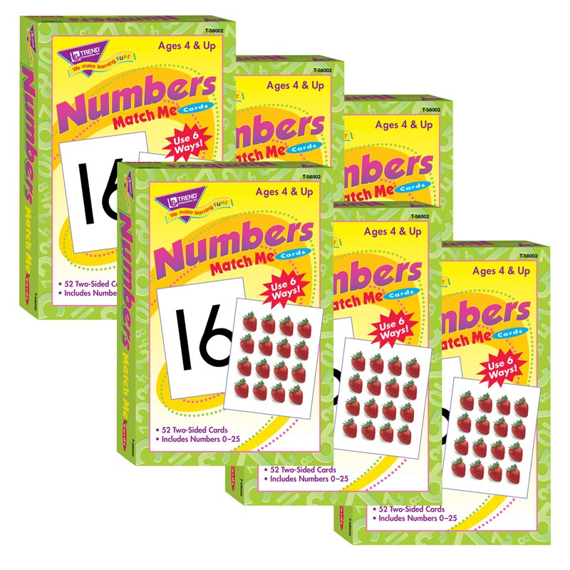 Numbers 0-25 Match Me Cards, 6 Sets
