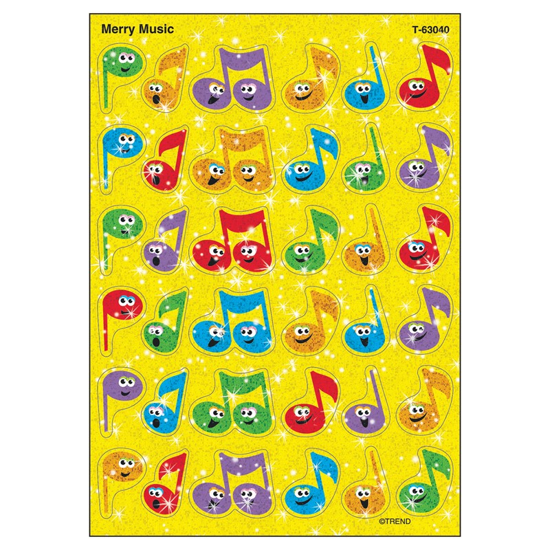 Merry Music Sparkle Stickers, 72 ct