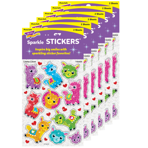 Llama Llove Sparkle Stickers, 20 Per Pack, 6 Packs