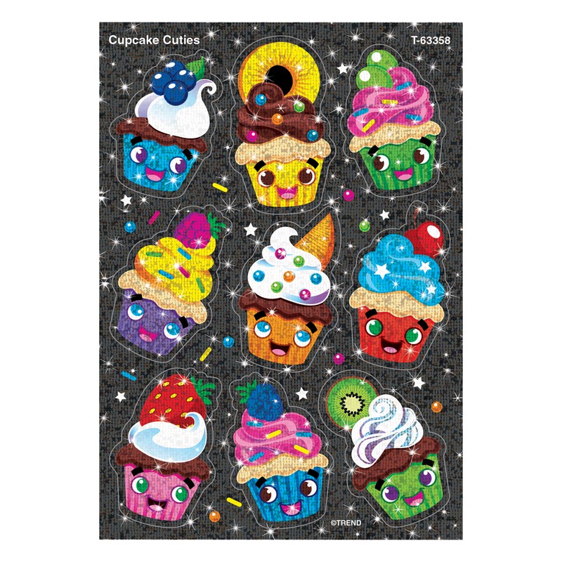 Cupcake Cuties Sparkle Stickers, 18 Count