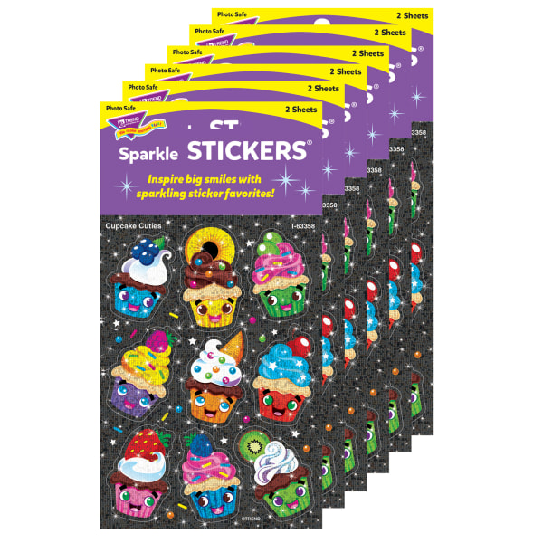 Cupcake Cuties Sparkle Stickers, 18 Per Pack, 6 Packs