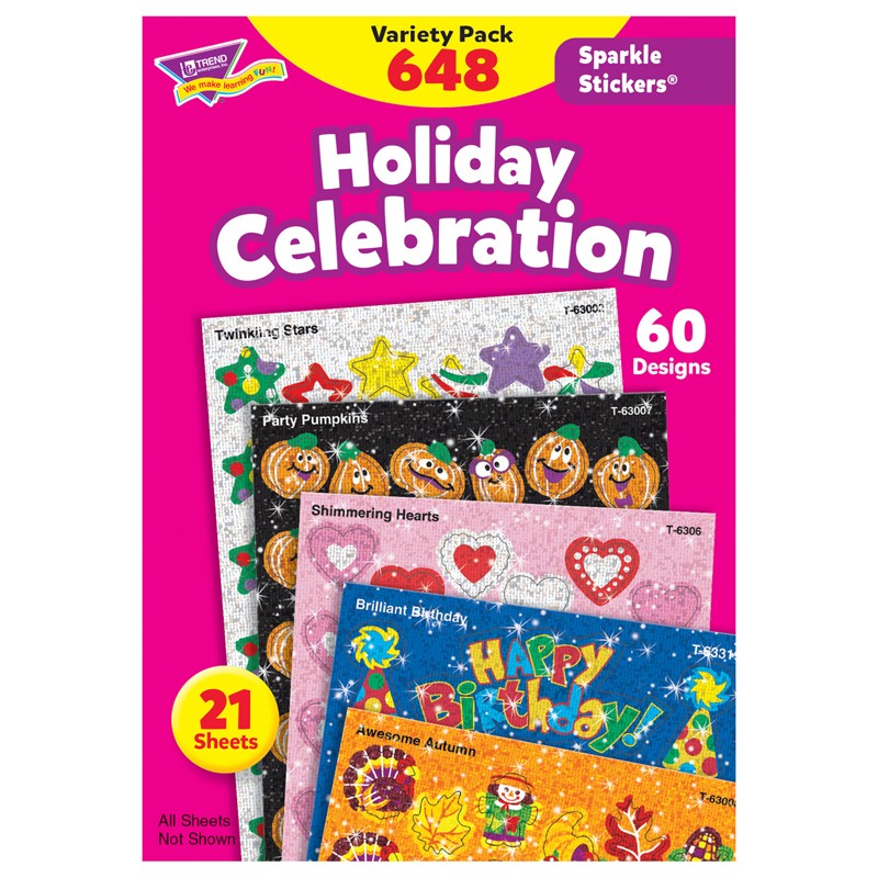 Holiday Celebration Sparkle Stickers Variety Pack, 648 ct