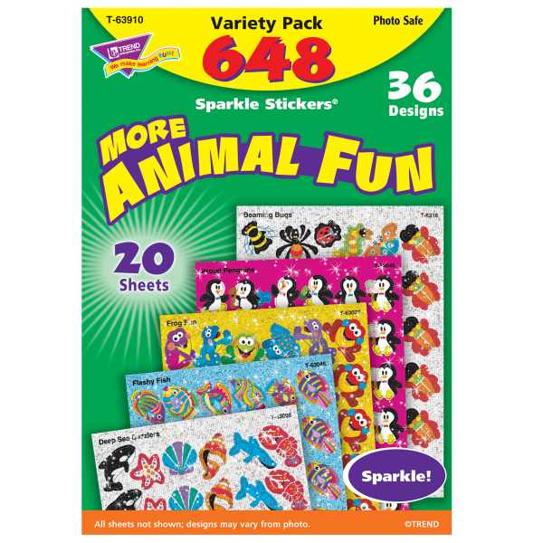 Animal Fun Sparkle Stickers Variety Pack, 648 Per Pack, 2 Packs