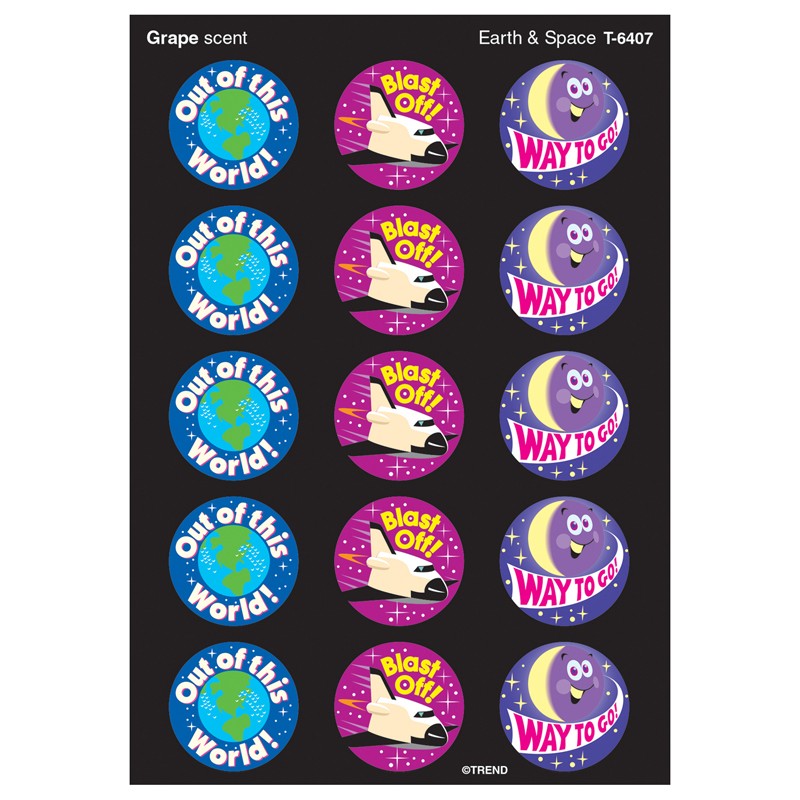 Earth & Space/Grape Stinky Stickers, 60 ct