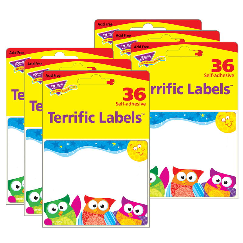 Owl-Stars! Terrific Name Tag/Labels, 36 Per Pack, 6 Packs