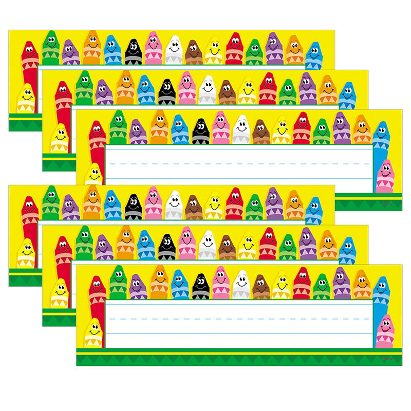 Colorful Crayons Desk Toppers Name Plates, 36 Per Pack, 6 Packs