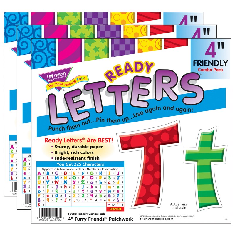 Patchwork FF 4" Friendly Combo Ready Letters, 3 Packs