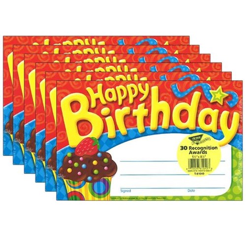 Happy Birthday The Bake Shop Recognition Awards, 30 Per Pack, 6 Packs