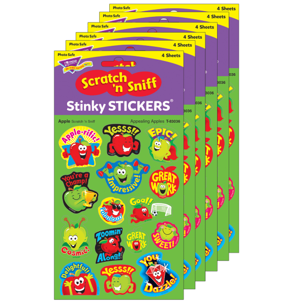 Appealing Apples/Apple Mixed Shapes Stinky Stickers, 60 Per Pack, 6 Packs
