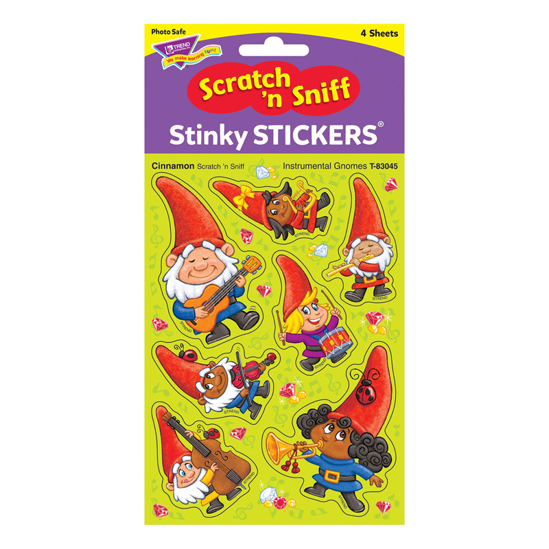 Instrumental Gnomes/Cinnamon Mixed Shapes Stinky Stickers, 28 ct