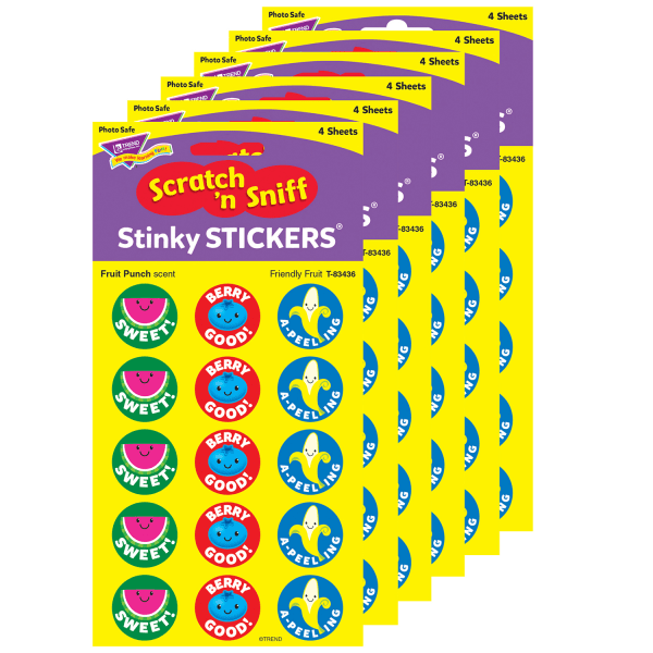 Friendly Fruit/Fruit Punch Stinky Stickers, 60 Per Pack, 6 Packs